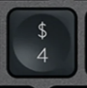 4 / $ Replacement key QWERTY (US) Black Logitech MX Keys